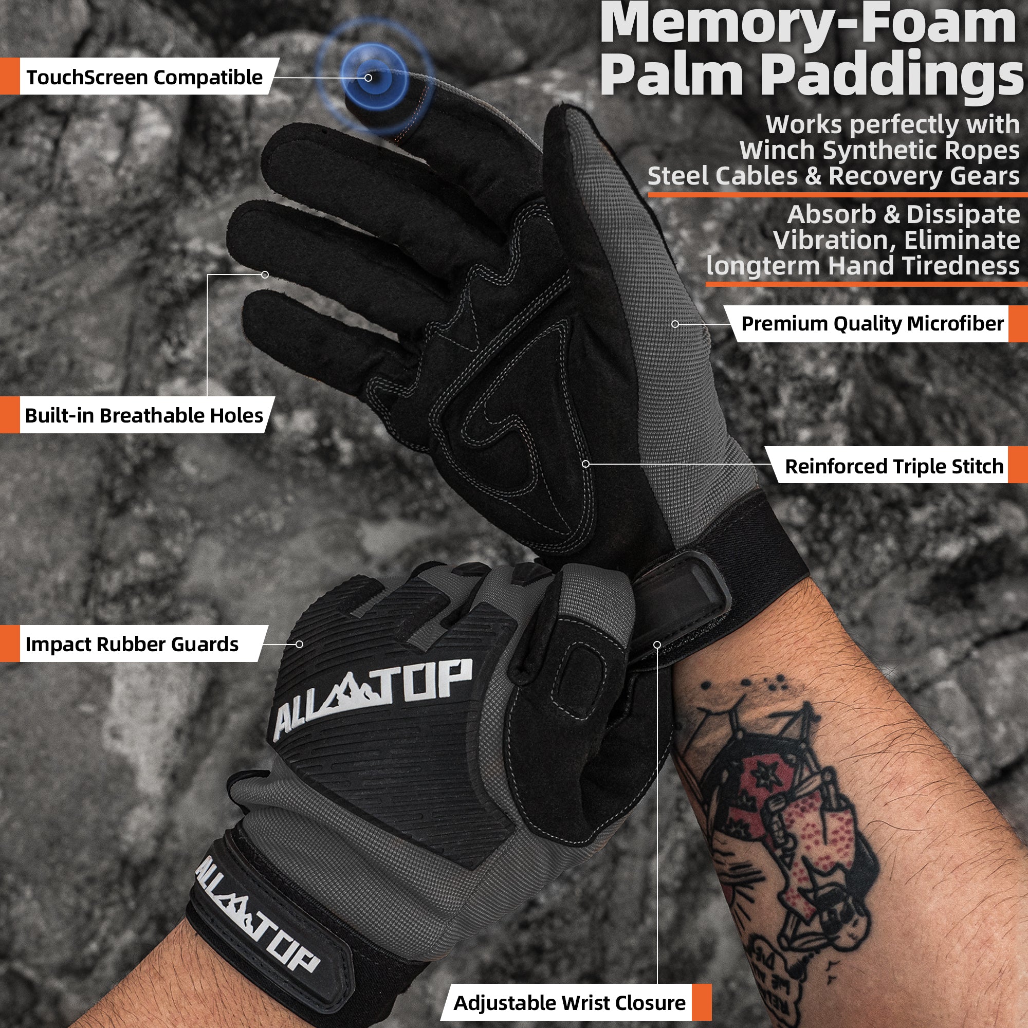 ALL-TOP 4x4 Work Gloves Grey