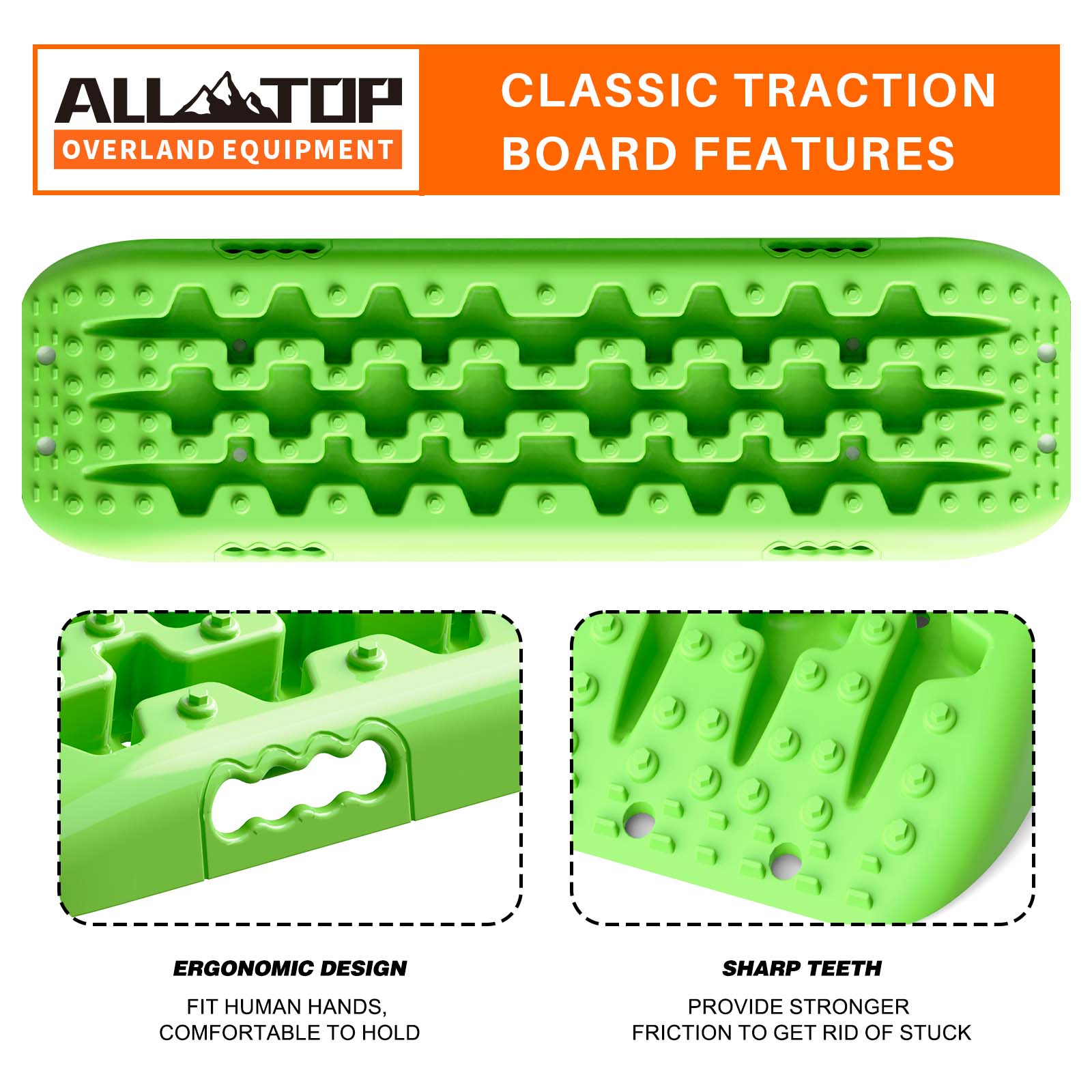 2PCS Recovery Traction Boards & Mounting Kit, 3rd Gen (Green)