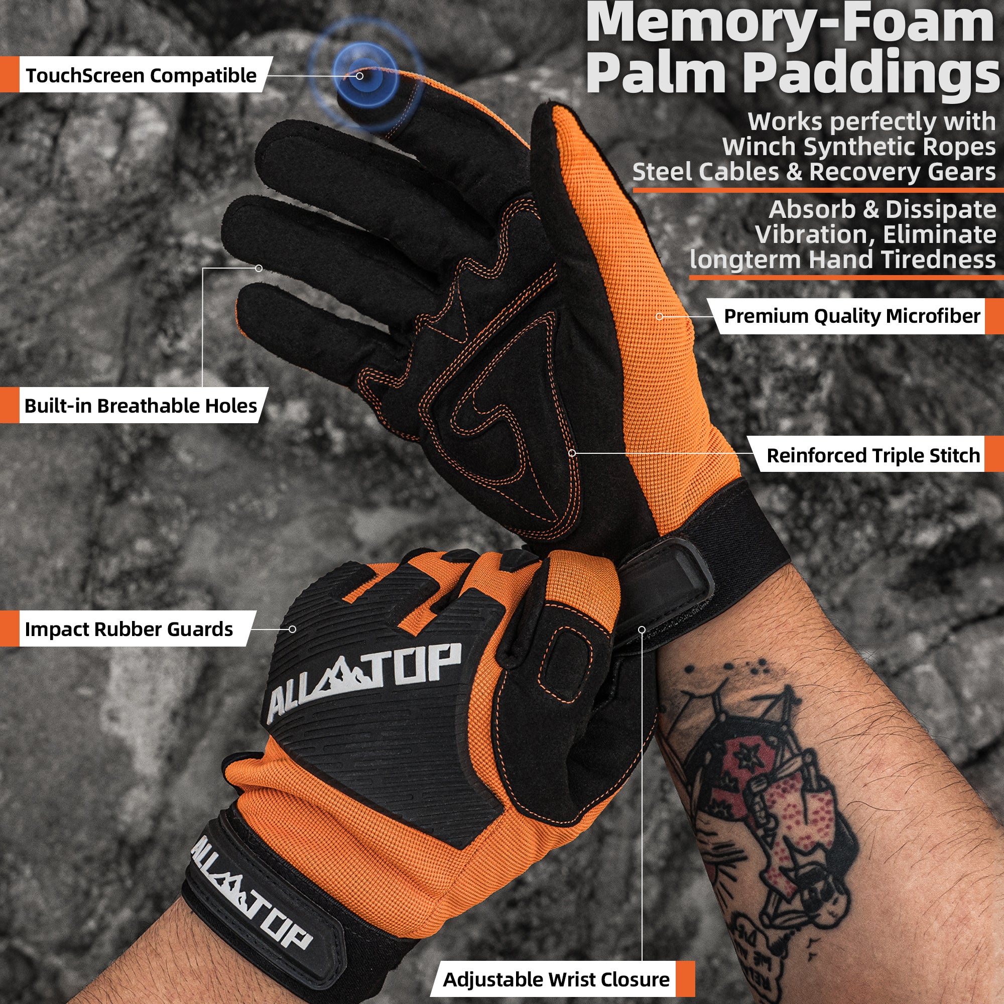 ALL-TOP 4x4 Work Gloves Orange