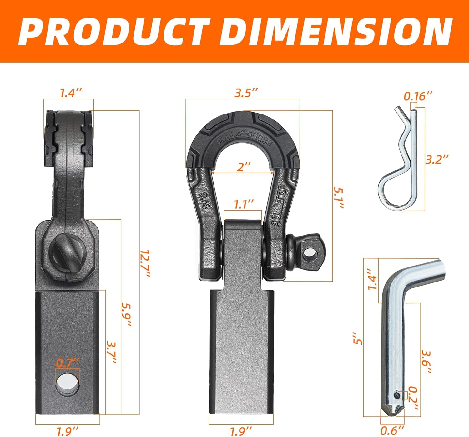 Extreme Forged Shackle Hitch Receiver w/Quick Release Pin - 79300Lbs MBS 11000Lbs WLL