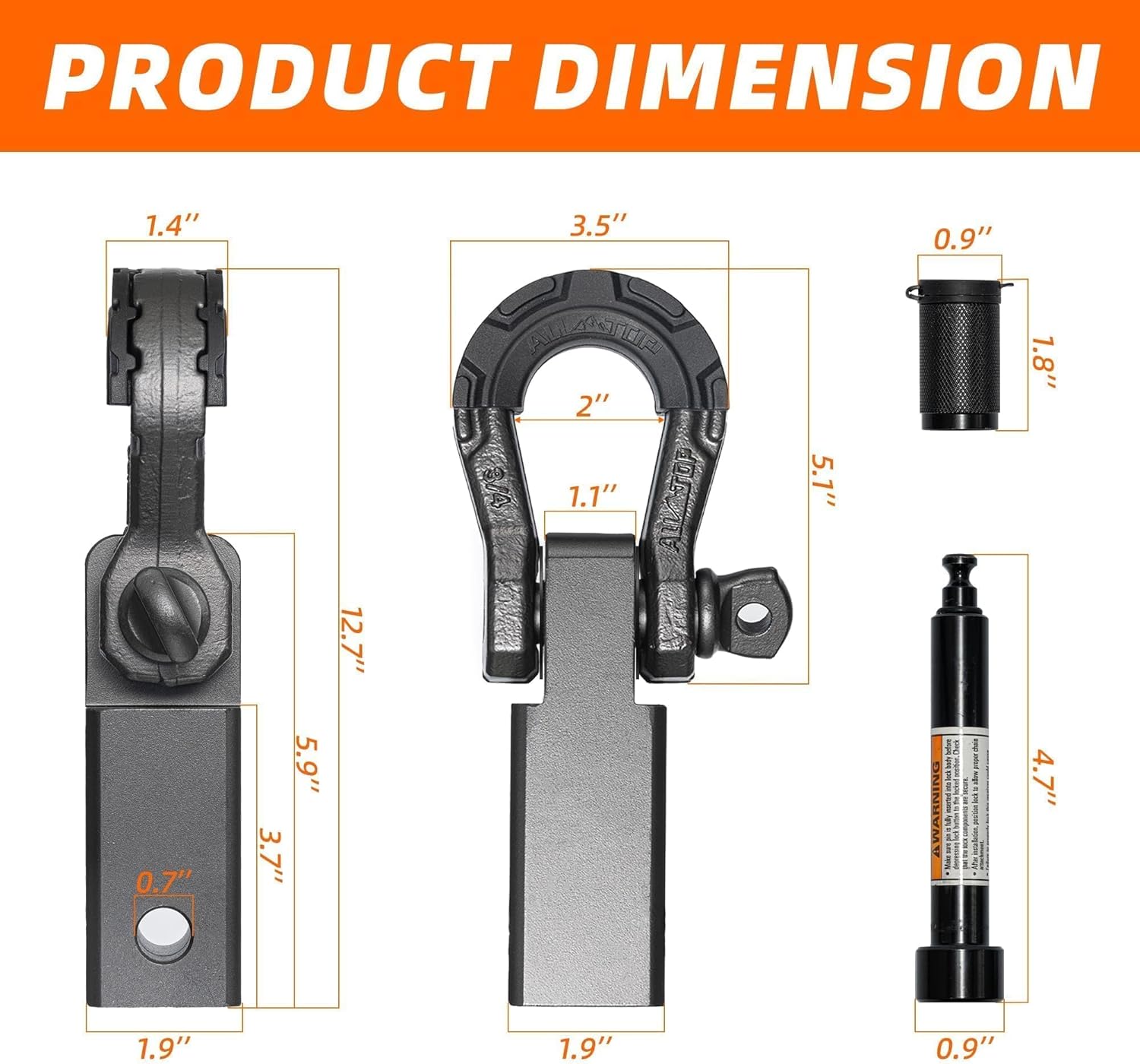 Extreme Forged Shackle Hitch Receiver w/Trailer Lock - 79300Lbs MBS 11000Lbs WLL